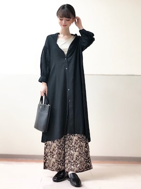 「シアーワンピース」｜「アイテム（シャツワンピース）」を使った、erina🥀さん（レディース・164cm）の秋コーディネート