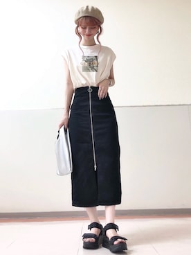 「RAG MACHINE（ラグマシーン）のアイテム（バッグ）」を使った、erina🥀さん（レディース・164cm）の夏コーディネート