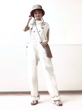 「LEE」｜「アイテム（オールインワン・サロペット）」を使った、erina🥀さん（レディース・164cm）の夏コーディネート