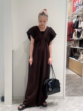 「アイテム（ボストンバッグ）」を使った、まるこさん（レディース・156cm）の夏コーディネート