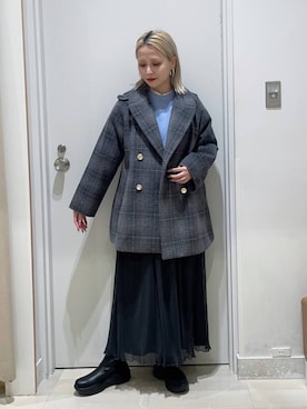 「アイテム（チェスターコート）」を使った、まるこさん（レディース・156cm・30代）の冬コーディネート