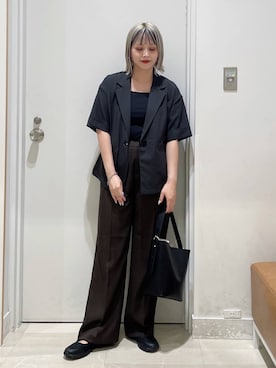 「キャミソール」｜「アイテム（ジャケット/アウター）」を使った、まるこさん（レディース・156cm）の夏コーディネート