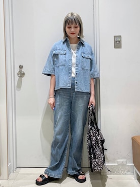 「アイテム（デニムパンツ）」を使った、まるこさん（レディース・156cm・30代）の夏コーディネート