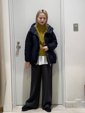 「GLOBAL WORK（グローバルワーク）のアイテム（Tシャツ/カットソー）」を使った、まるこさん（レディース・156cm）の冬コーディネート