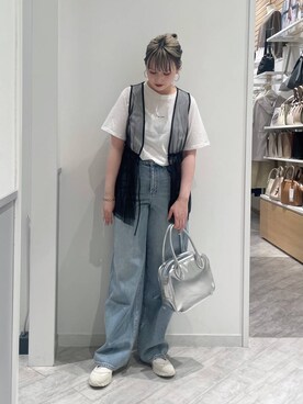 「アイテム（ボストンバッグ、グレー系）」を使った、まるこさん（レディース・156cm）の春コーディネート