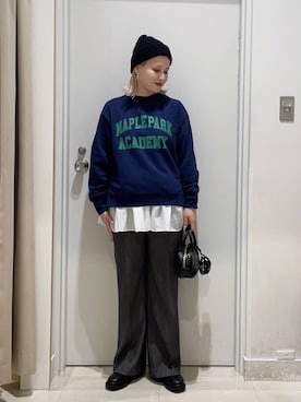 「おでかけ」｜「アイテム（スウェット）」を使った、まるこさん（レディース・156cm）の冬コーディネート