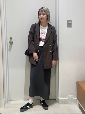 「GLOBAL WORK（グローバルワーク）のアイテム（テーラードジャケット）」を使った、まるこさん（レディース・156cm）の秋コーディネート