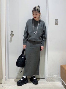 「アイテム（シュシュ）」を使った、まるこさん（レディース・156cm）の秋コーディネート