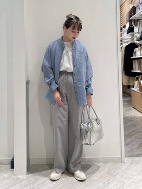 「アイテム（ボストンバッグ、グレー系）」を使った、まるこさん（レディース・156cm）の春コーディネート