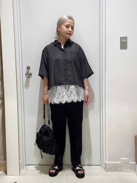 「GLOBAL WORK（グローバルワーク）のアイテム」を使った、まるこさん（レディース・156cm）の夏コーディネート
