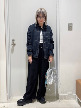 「アイテム（デニムジャケット）」を使った、まるこさん（レディース・156cm・30代）の夏コーディネート
