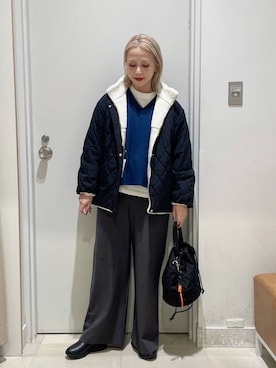 「GLOBAL WORK（グローバルワーク）のアイテム（ブルゾン）」を使った、まるこさん（レディース・156cm）の秋コーディネート