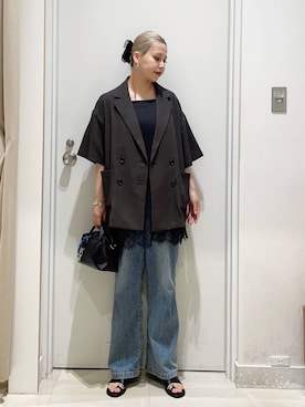 「アイテム（ジャケット/アウター）」を使った、まるこさん（レディース・156cm）の春コーディネート