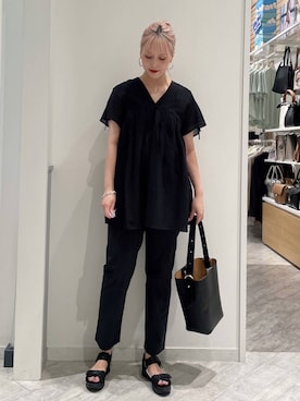 「GLOBAL WORK（グローバルワーク）のアイテム（パンツ）」を使った、まるこさん（レディース・156cm）の夏コーディネート