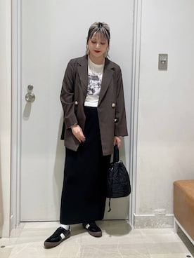 「GLOBAL WORK（グローバルワーク）のアイテム（テーラードジャケット）」を使った、まるこさん（レディース・156cm）の秋コーディネート