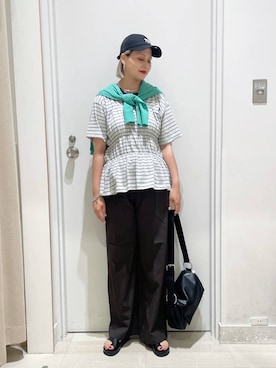 「GLOBAL WORK（グローバルワーク）のアイテム（帽子）」を使った、まるこさん（レディース・156cm）の夏コーディネート
