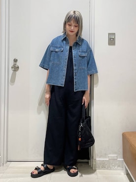 「GLOBAL WORK（グローバルワーク）のアイテム（オールインワン・サロペット）」を使った、まるこさん（レディース・156cm）の夏コーディネート