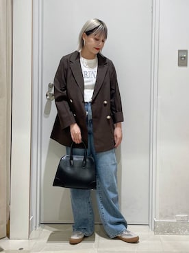「GLOBAL WORK（グローバルワーク）のアイテム（テーラードジャケット）」を使った、まるこさん（レディース・156cm）の秋コーディネート
