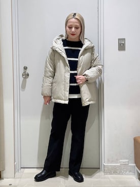 「GLOBAL WORK（グローバルワーク）のアイテム（Tシャツ/カットソー）」を使った、まるこさん（レディース・156cm）の冬コーディネート