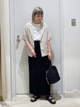 「GLOBAL WORK（グローバルワーク）のアイテム（ジャケット/アウター）」を使った、まるこさん（レディース・156cm）の夏コーディネート