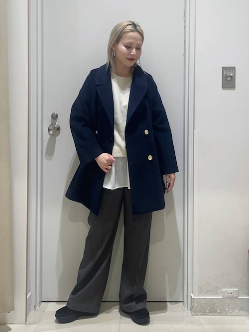 軽やかストレッチ襟2WAYミドルコート/499658（チェスターコート