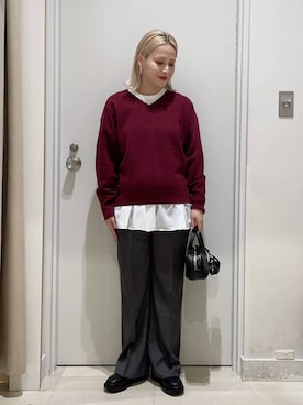 「おでかけ」｜「アイテム（スウェット）」を使った、まるこさん（レディース・156cm）の冬コーディネート