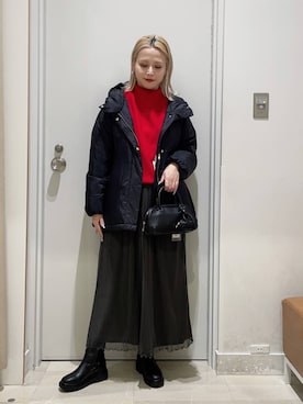 「クリスマス」｜「アイテム（ジャケット/アウター）」を使った、まるこさん（レディース・156cm）の冬コーディネート