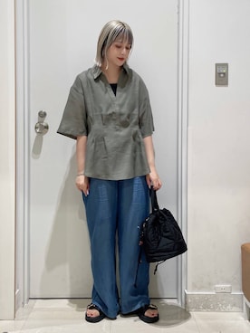 「キャミソール」｜まるこさん（レディース・156cm）の夏コーディネート
