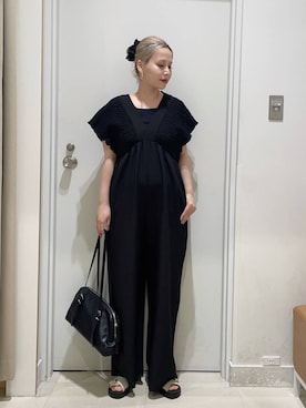 「GLOBAL WORK（グローバルワーク）のBeauteeラメタンク/636759（タンクトップ、ブラック系）」を使った、まるこさん（レディース・156cm）の春コーディネート