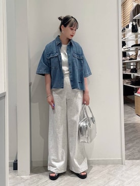 「GLOBAL WORK（グローバルワーク）のアイテム（スウェットパンツ）」を使った、まるこさん（レディース・156cm）の春コーディネート