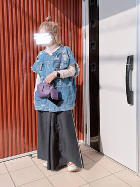 「RNA（アールエヌエー）のアイテム（その他アウター）」を使った、rinringoooさん（レディース・156cm）の春コーディネート