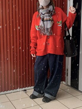 「RNA（アールエヌエー）のアイテム（オールインワン・サロペット）」を使った、rinringoooさん（レディース・156cm）の冬コーディネート