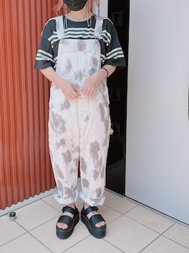 「RNA（アールエヌエー）のアイテム（オールインワン・サロペット）」を使った、rinringoooさん（レディース・156cm）の夏コーディネート