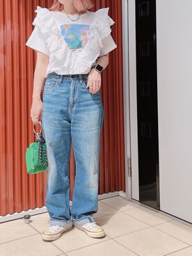 「みんなの白Tフェス」｜「アイテム（ハンドバッグ）」を使った、rinringoooさん（レディース・156cm）の夏コーディネート