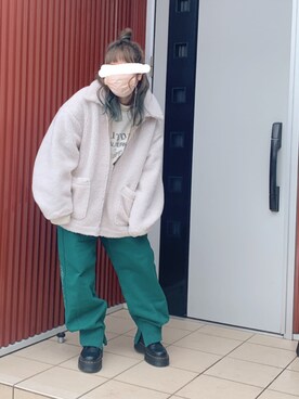 「RNA（アールエヌエー）のアイテム（ブルゾン）」を使った、rinringoooさん（レディース・156cm）の冬コーディネート