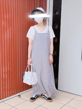 「RNA（アールエヌエー）のアイテム（トートバッグ）」を使った、rinringoooさん（レディース・156cm）の夏コーディネート