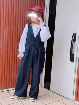 「RNA（アールエヌエー）のアイテム（サロペット/オーバーオール）」を使った、rinringoooさん（レディース・156cm）の春コーディネート