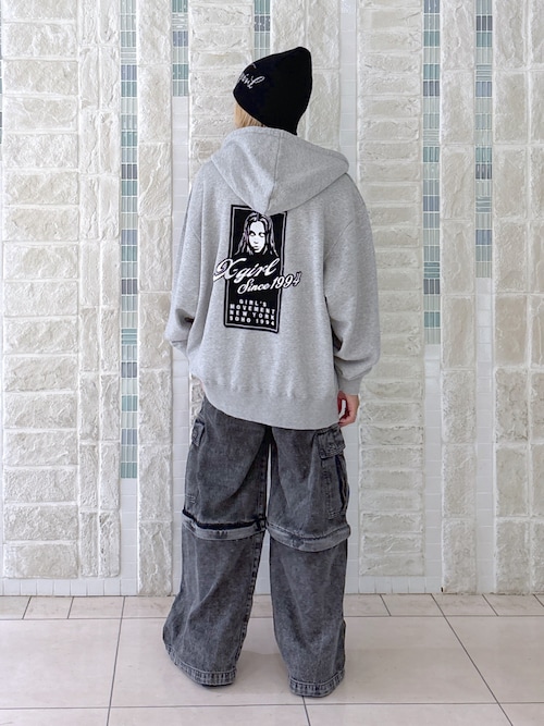 FACE BOX PATCH ZIP UP SWEAT HOODIE（パーカー）｜X-girl