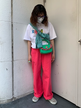 「ごきげんウィーク」｜「アイテム（スリッポン）」を使った、吉井紗彩さん（レディース・155cm）の春コーディネート