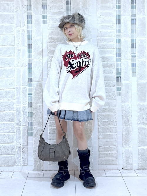 HEART LOGO JACQUARD KNIT TOP（ニット/セーター）｜X-girl（エックス