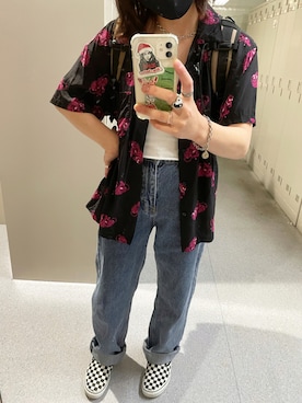 「アイテム（スリッポン）」を使った、吉井紗彩さん（レディース・155cm・10代）の夏コーディネート