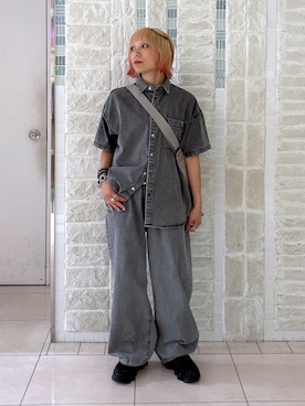 「X-girl（エックスガール）のアイテム」を使った、吉井紗彩さん（骨格ストレート・レディース・155cm）の夏コーディネート