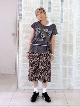 「アイテム（帽子）」を使った、吉井紗彩さん（レディース・155cm・20代）の夏コーディネート