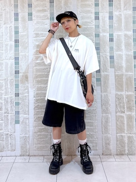 「アイテム（バックパック/リュック）」を使った、吉井紗彩さん（骨格ストレート・レディース・155cm）の夏コーディネート