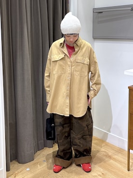 「ROSE BUD（ローズバッド）のROSE BUD BEANIE（ニットキャップ/ビーニー、グレー系）」を使った、SAAYAさん（レディース・155cm）の春コーディネート