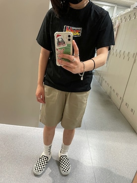 「アイテム（スリッポン）」を使った、吉井紗彩さん（レディース・155cm・10代）の夏コーディネート