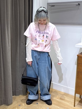 「ROSE BUD（ローズバッド）の(COLSUN)VILLANS ALL STAR S/S TEE（Tシャツ/カットソー、ピンク系）」を使った、SAAYAさん（レディース・155cm）の春コーディネート