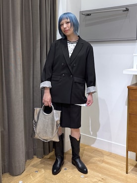 「OKIRAKU（オキラク）の(OKIRAKU×ROSEBUD)LACE LOGO TEE（Tシャツ/カットソー、ホワイト系）」を使った、SAAYAさん（レディース・155cm）の春コーディネート