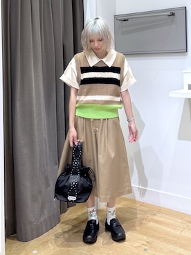 「アイテム（ベスト）」を使った、SAAYAさん（レディース・155cm）の秋コーディネート