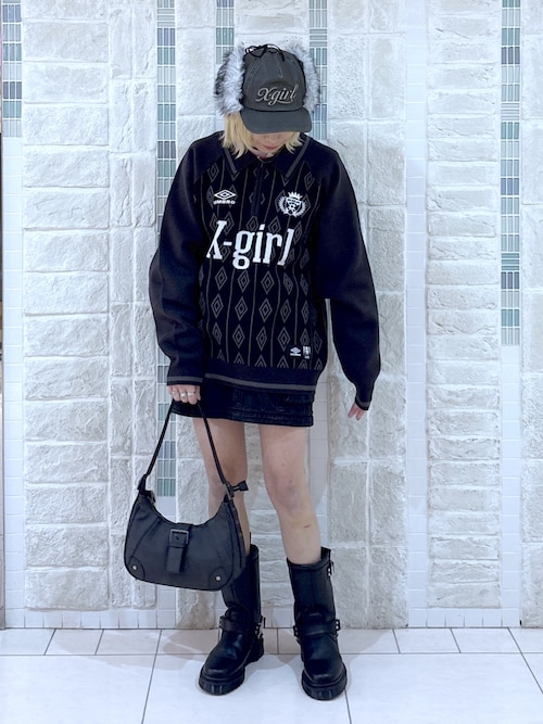 X-girl x UMBRO HALF ZIP JACQUARD KNIT TOP（ニット/セーター